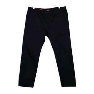 Dockers Alpha Khaki Pants Men 38x30 Black Twill Cotton Alpha Slim Tapered Casual